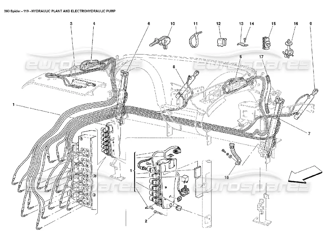 a part diagram from the ferrari 360 spider parts catalogue