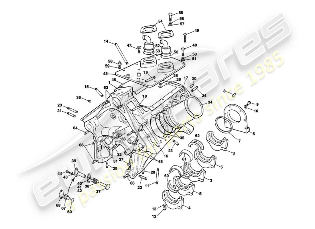 a part diagram from the aston martin v8 volante parts catalogue