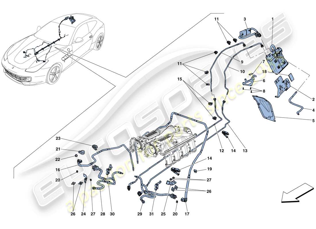 a part diagram from the ferrari gtc4 lusso t (europe) parts catalogue