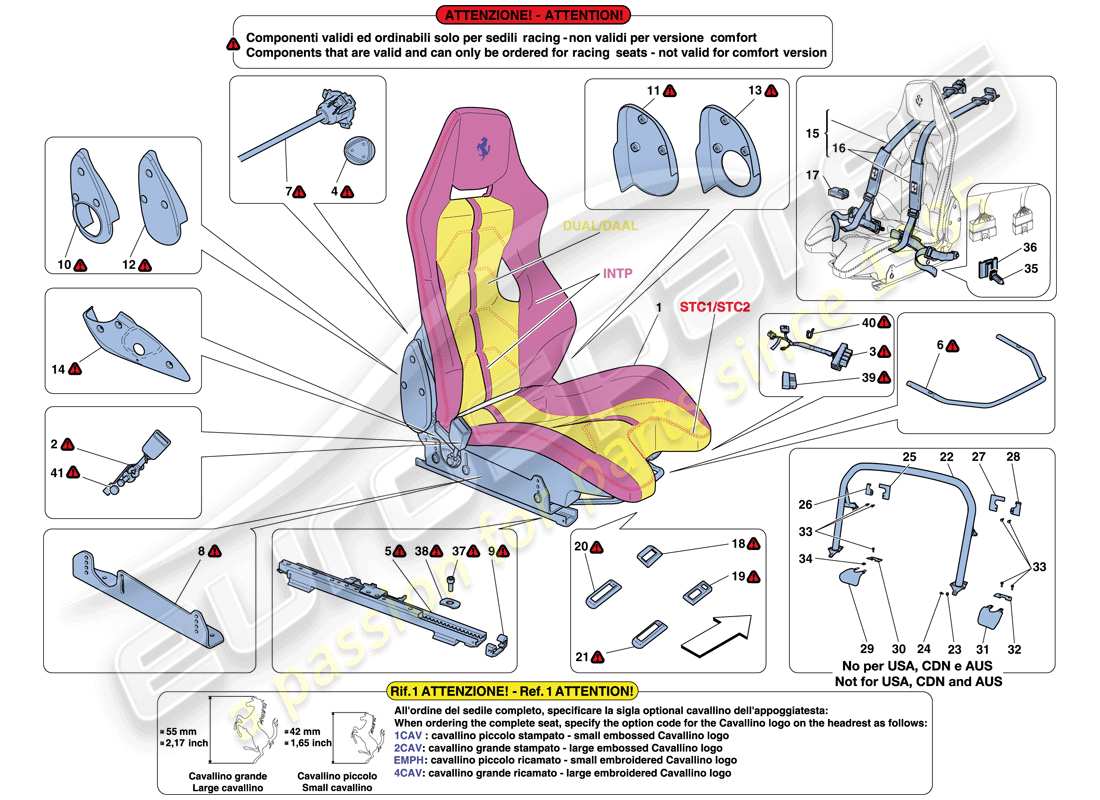 a part diagram from the Ferrari 458 Italia (USA) parts catalogue