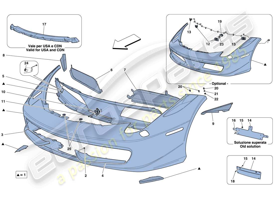 a part diagram from the Ferrari 458 Italia (USA) parts catalogue