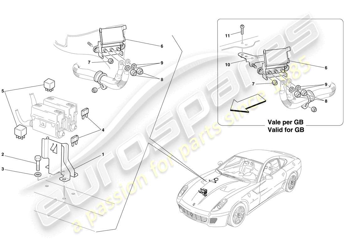 ferrari 599 gtb fiorano (europe) engine compartment ecus part diagram