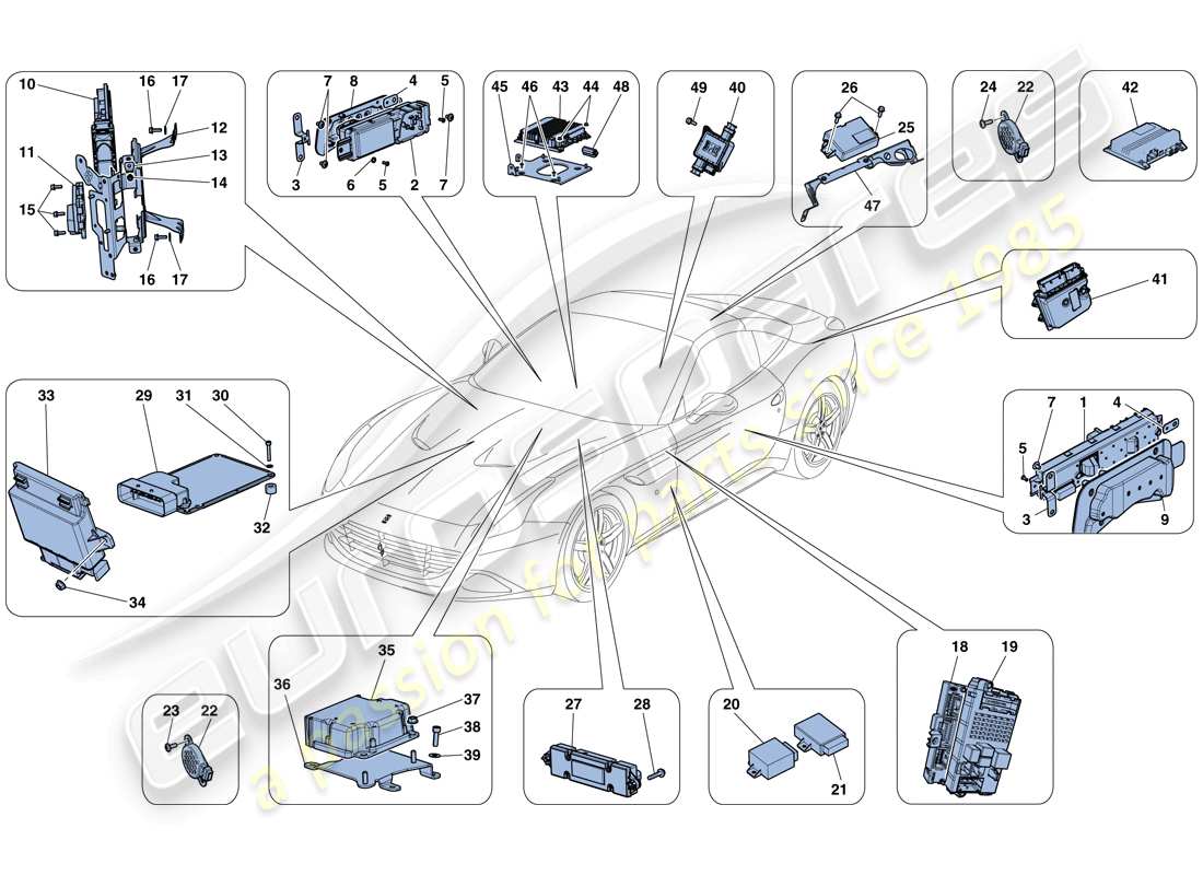 ferrari california t (rhd) vehicle ecus parts diagram