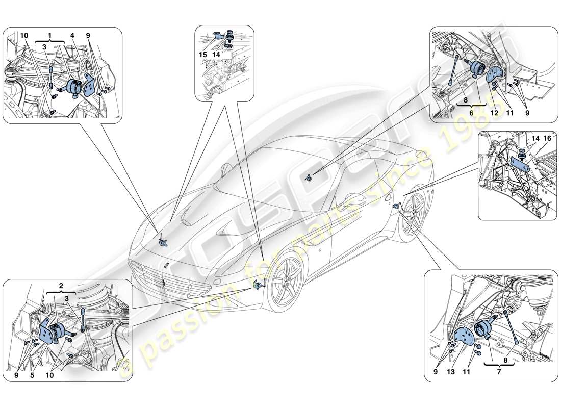 ferrari california t (rhd) electronic management (suspension) parts diagram