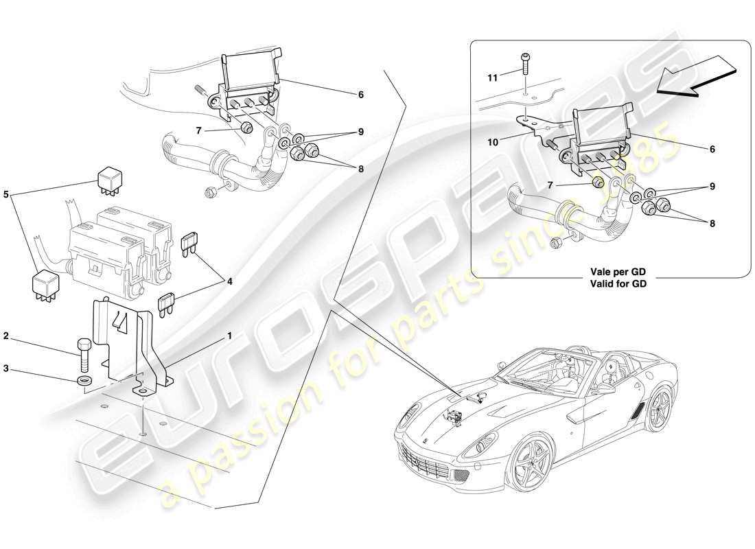 ferrari 599 sa aperta (usa) engine compartment ecus parts diagram