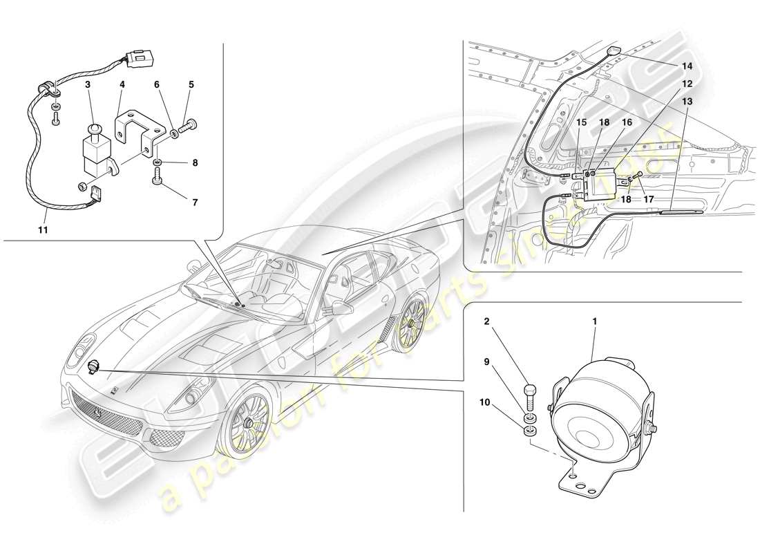 ferrari 599 gto (usa) antitheft system ecus and devices parts diagram