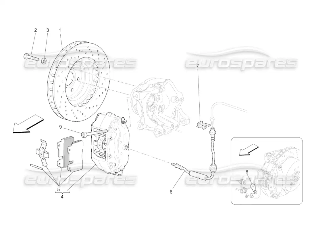maserati grancabrio (2011) 4.7 braking devices on rear wheels parts diagram