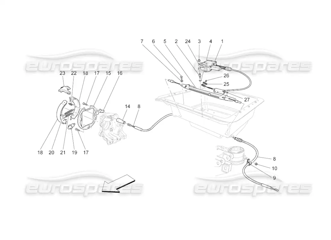 maserati grancabrio (2011) 4.7 handbrake parts diagram