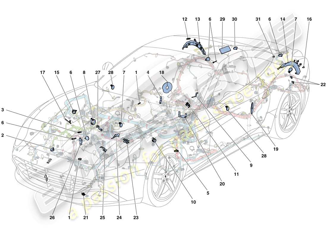 ferrari california t (europe) various fastenings for the electrical system parts diagram