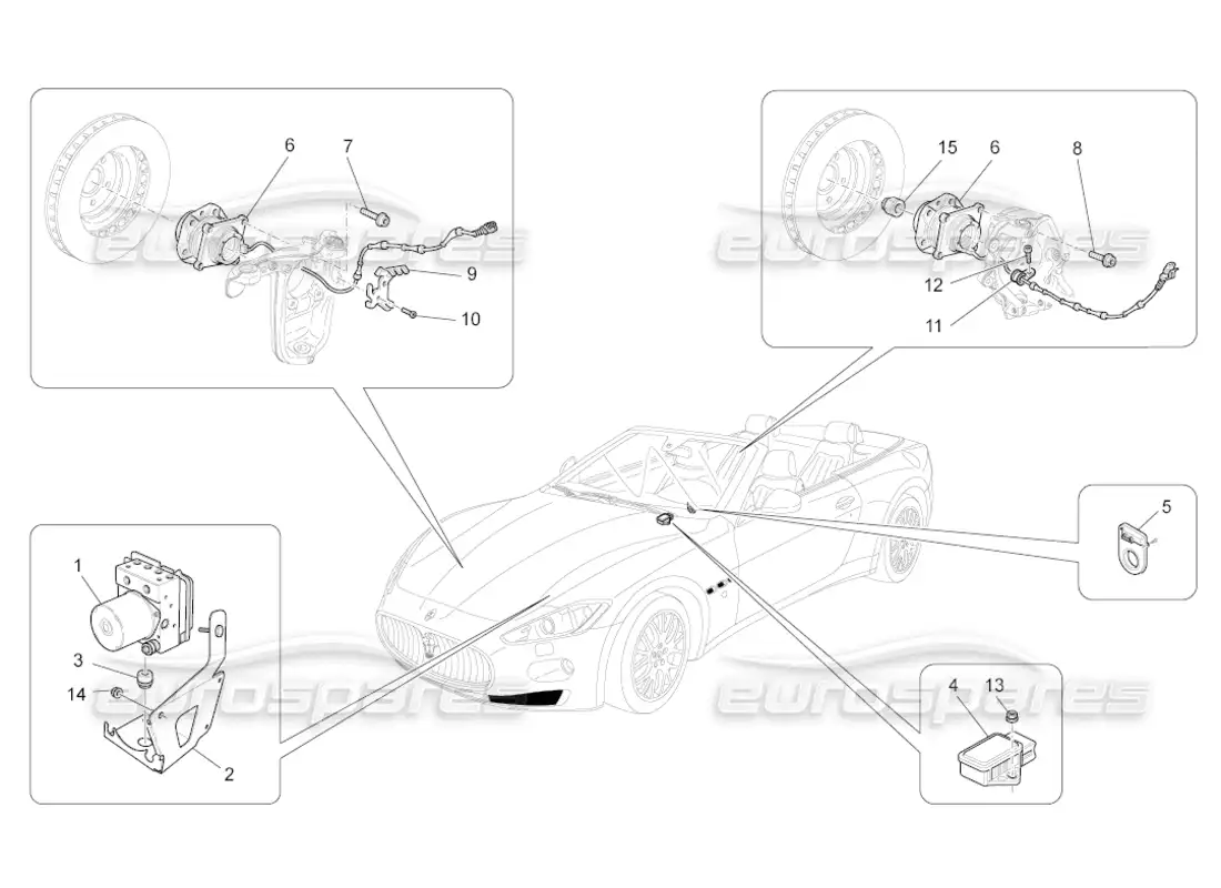maserati grancabrio (2011) 4.7 braking control systems parts diagram