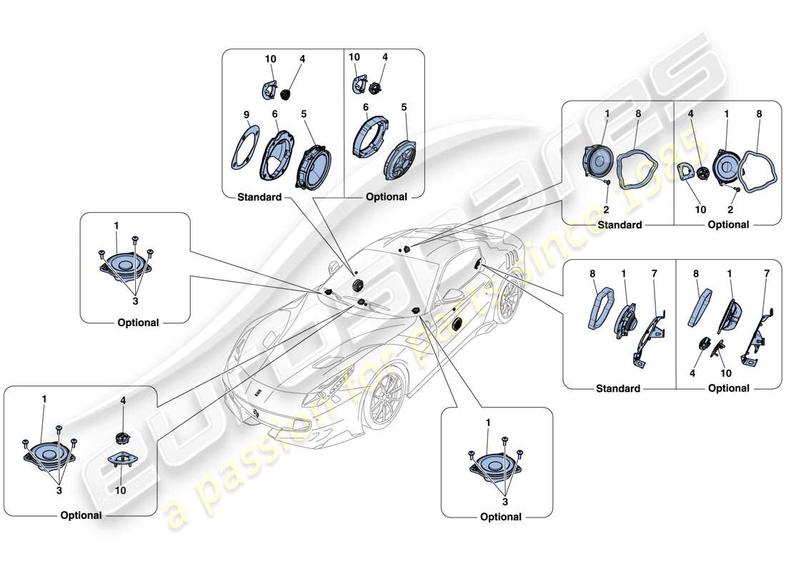 ferrari f12 tdf (usa) audio speaker system parts diagram