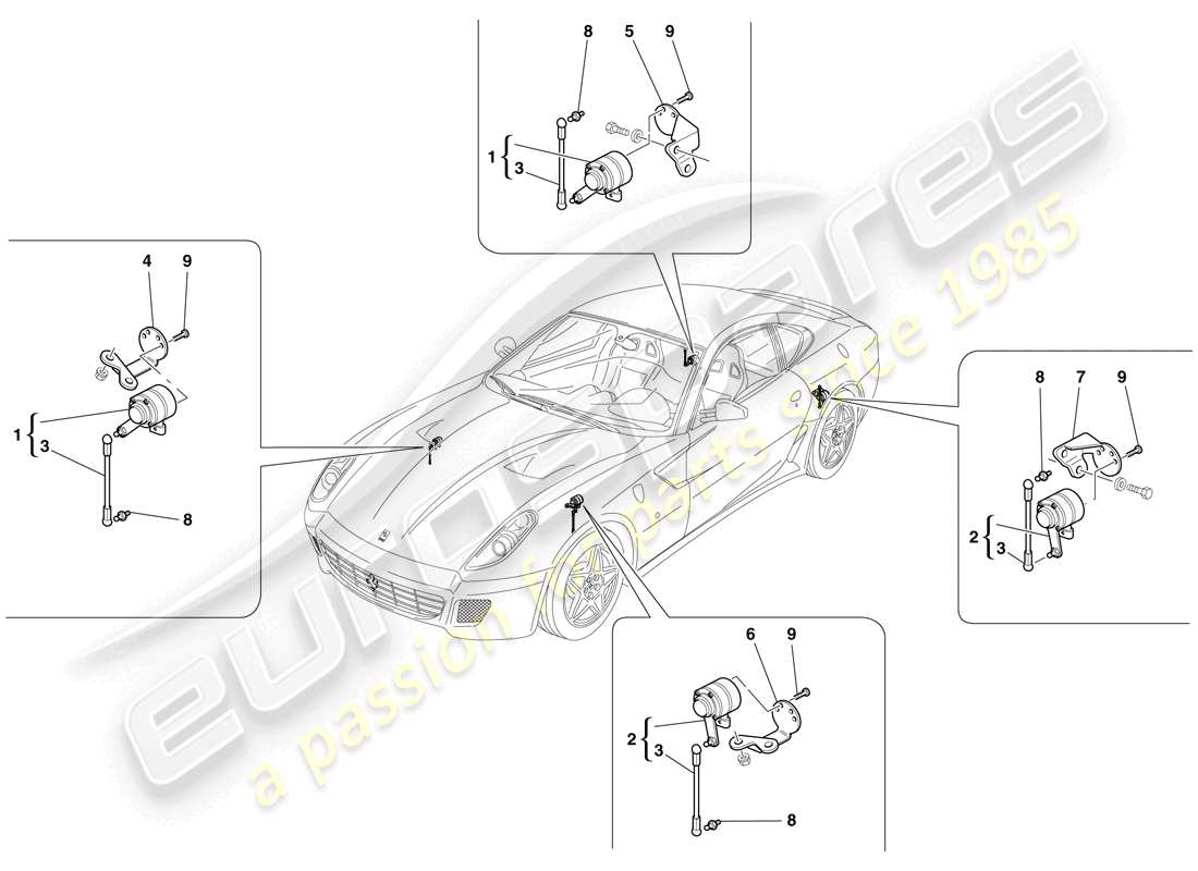 ferrari 599 gtb fiorano (europe) motion sensor part diagram