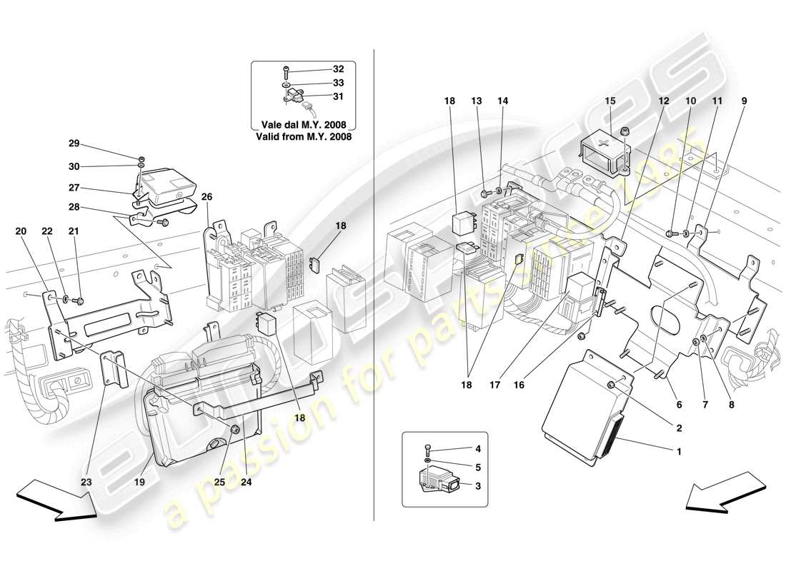 ferrari f430 spider (europe) rear passenger compartment ecus part diagram