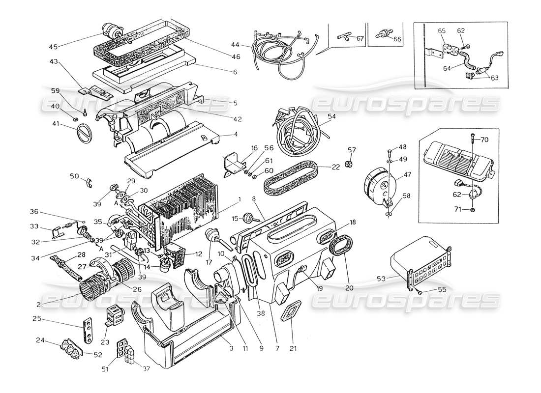 maserati biturbo spider air - conditioner set (rh steering) part diagram