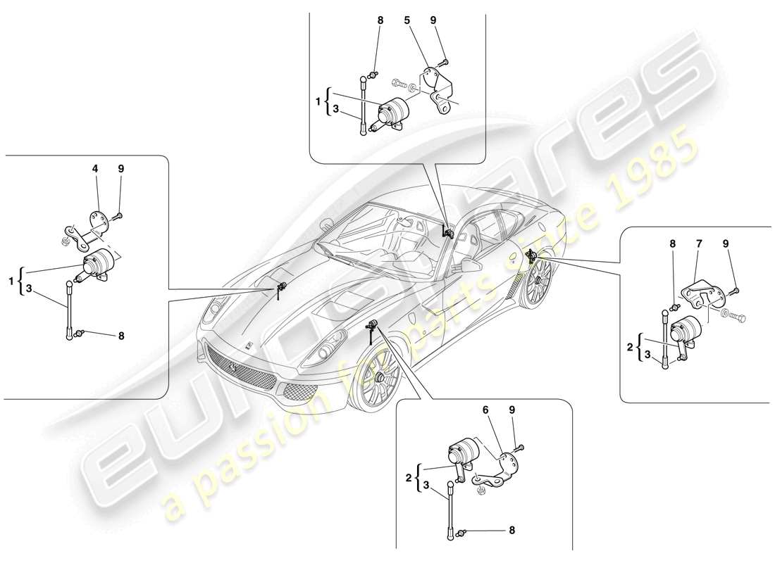 ferrari 599 gto (usa) motion sensor part diagram