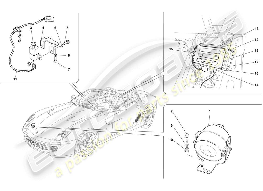 ferrari 599 sa aperta (rhd) antitheft system ecus and devices part diagram