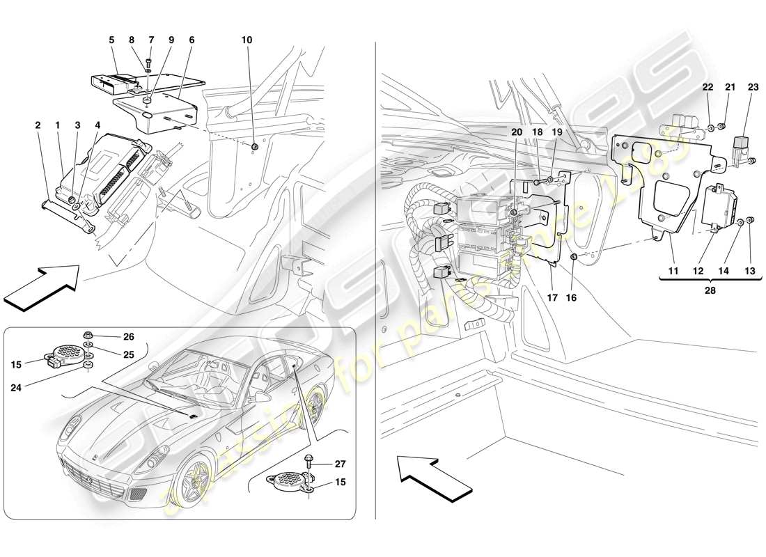 ferrari 599 gtb fiorano (usa) luggage compartment ecus part diagram