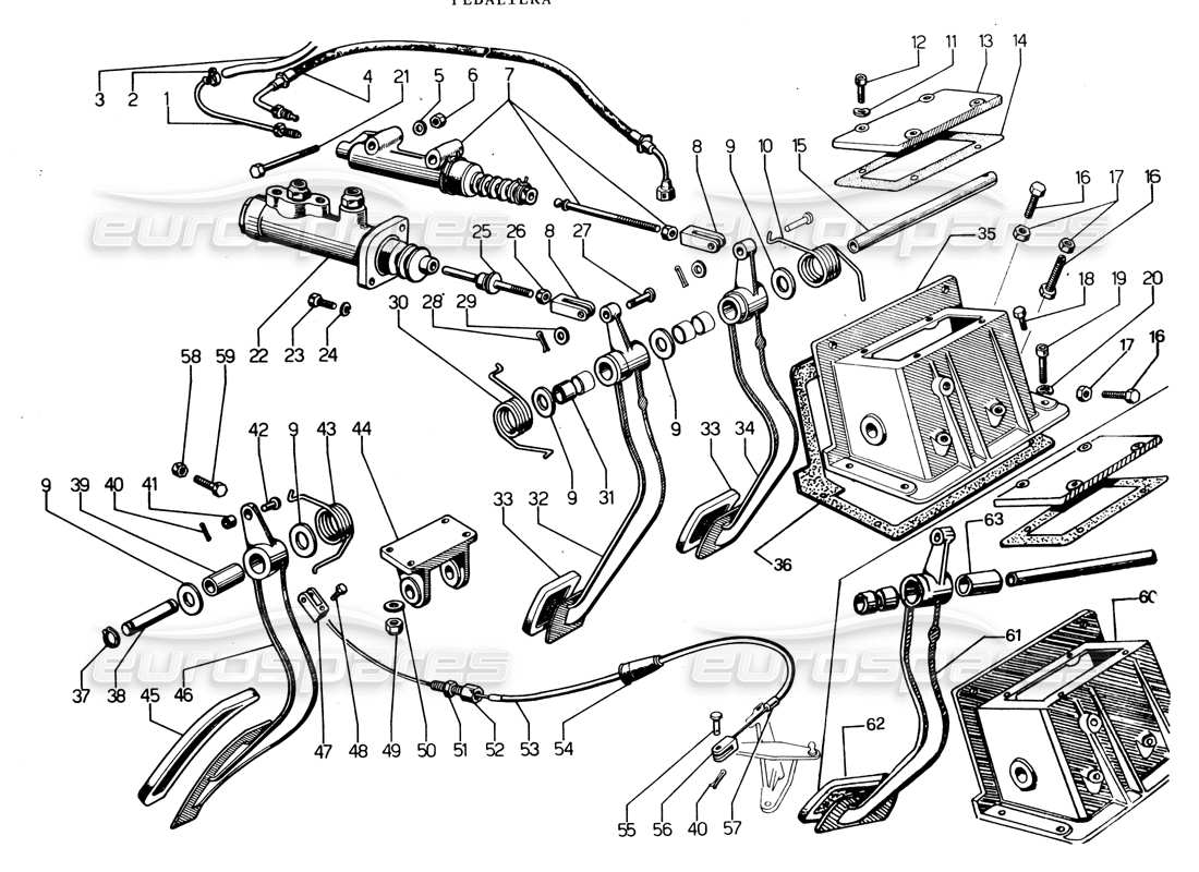 lamborghini espada pedal box (cambio aut) (gran bret, irlanda, australia) parts diagram