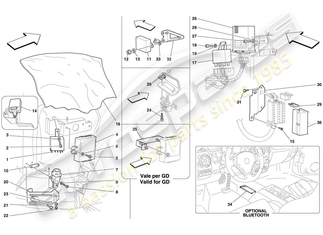 ferrari f430 spider (europe) front passenger compartment ecus part diagram