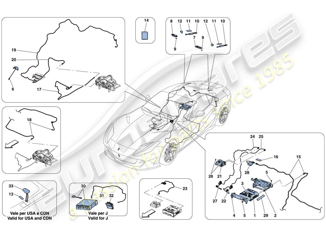ferrari 812 superfast (europe) infotainment system part diagram