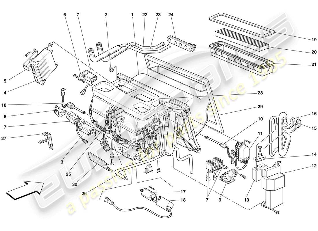 ferrari f430 spider (europe) evaporator unit part diagram