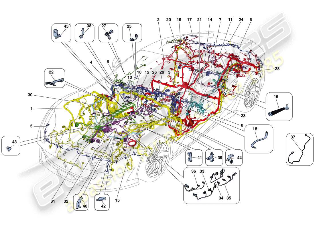 ferrari 812 superfast (usa) main wiring harnesses parts diagram