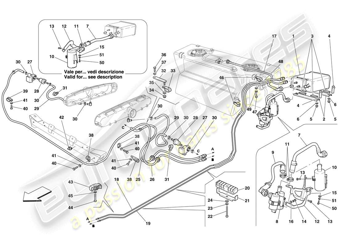 ferrari 612 scaglietti (europe) evaporative emissions control system part diagram