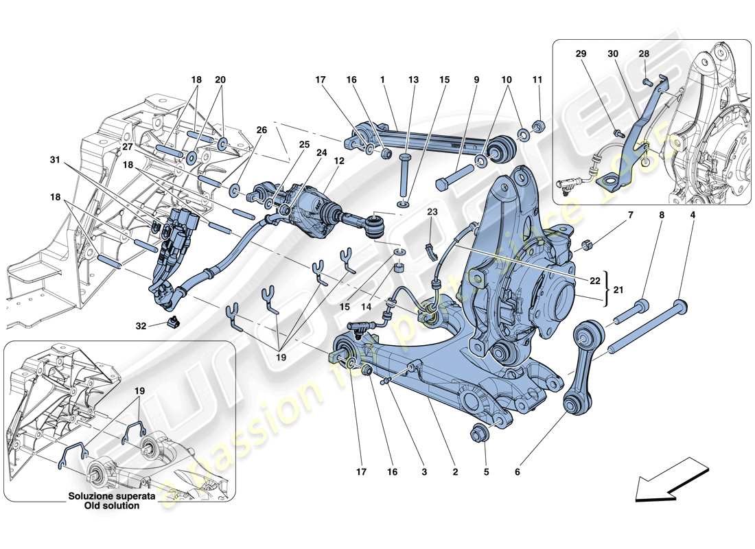 ferrari gtc4 lusso t (europe) rear suspension - arms part diagram