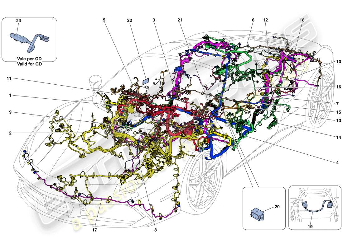 ferrari 488 spider (usa) main wiring harnesses part diagram