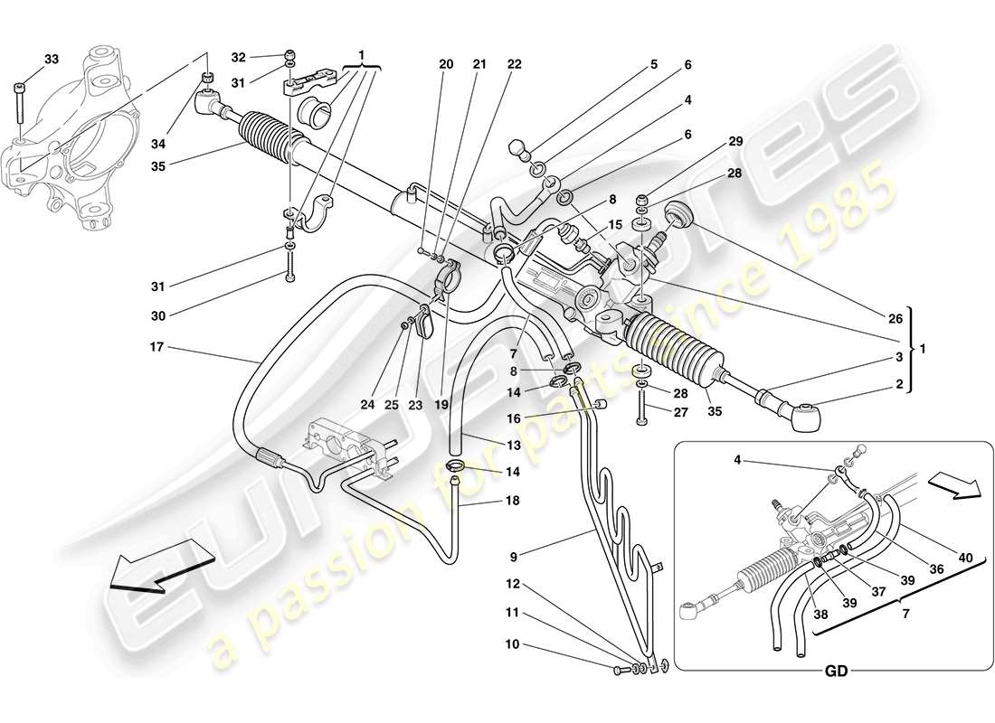 ferrari f430 coupe (usa) hydraulic power steering box and serpentine coil part diagram