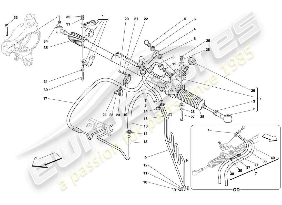 ferrari f430 spider (europe) hydraulic power steering box and serpentine coil part diagram