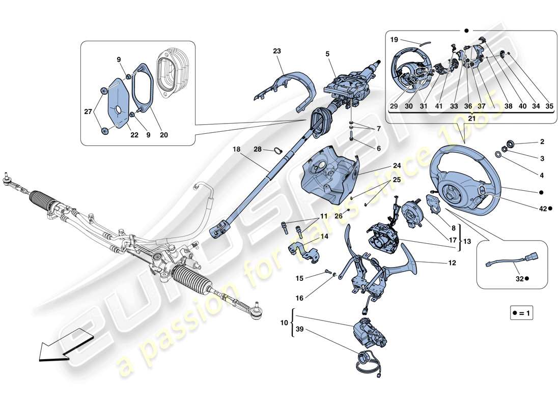 ferrari f12 tdf (europe) steering control part diagram