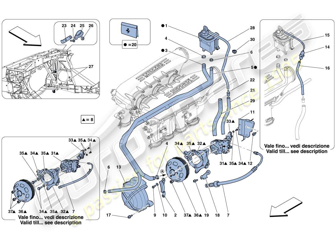 ferrari 458 italia (usa) power steering pump and reservoir parts diagram