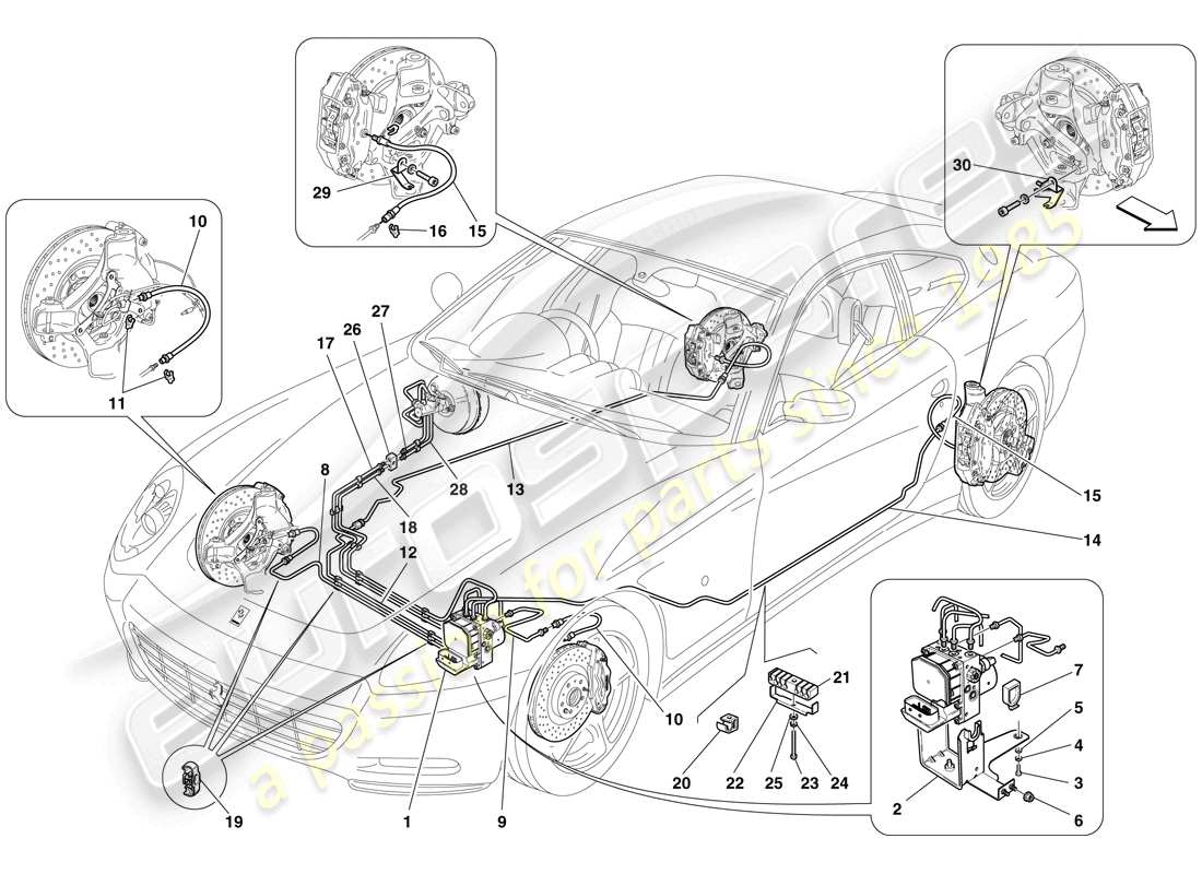 ferrari 612 scaglietti (rhd) brake system part diagram