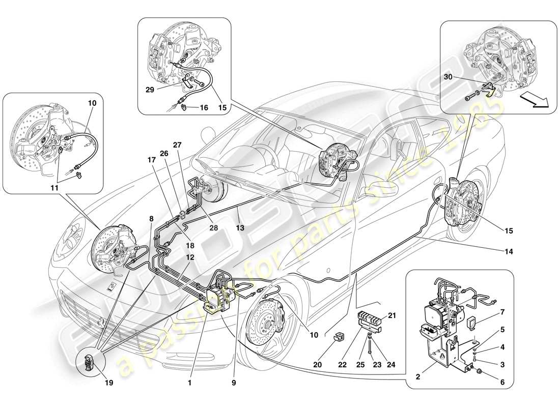 ferrari 612 scaglietti (rhd) brake system parts diagram