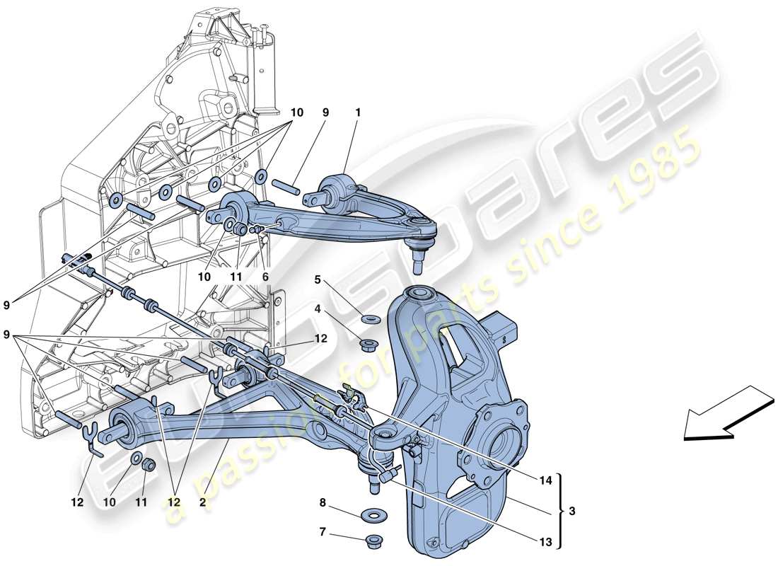 ferrari 458 spider (usa) front suspension - arms part diagram