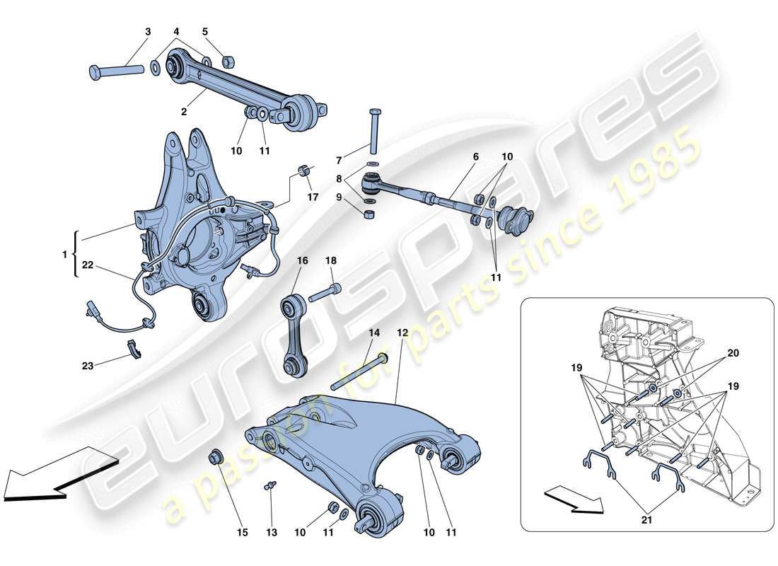 ferrari 458 spider (usa) rear suspension - arms part diagram