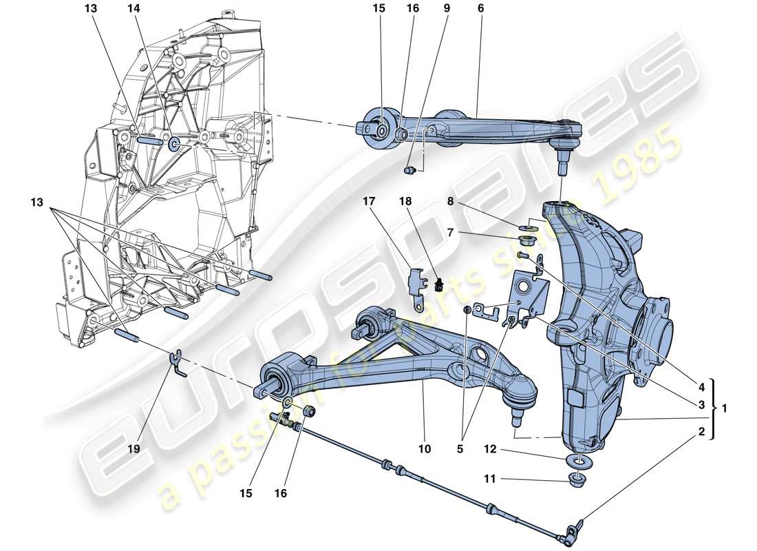 ferrari california t (rhd) front suspension - arms parts diagram