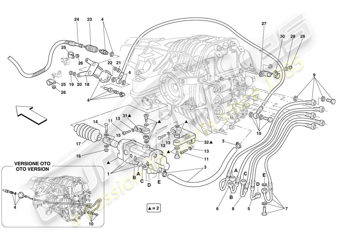 ferrari 612 scaglietti (rhd) f1 clutch hydraulic control part diagram