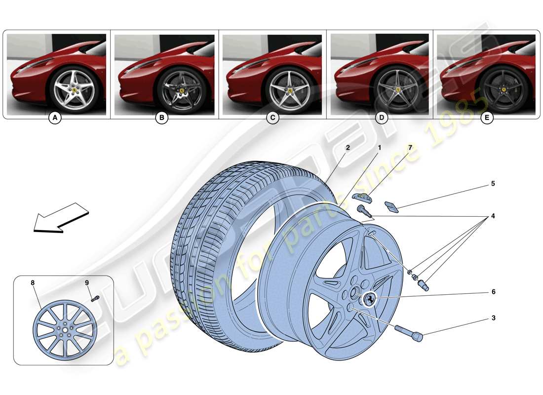 ferrari 458 spider (usa) wheels part diagram