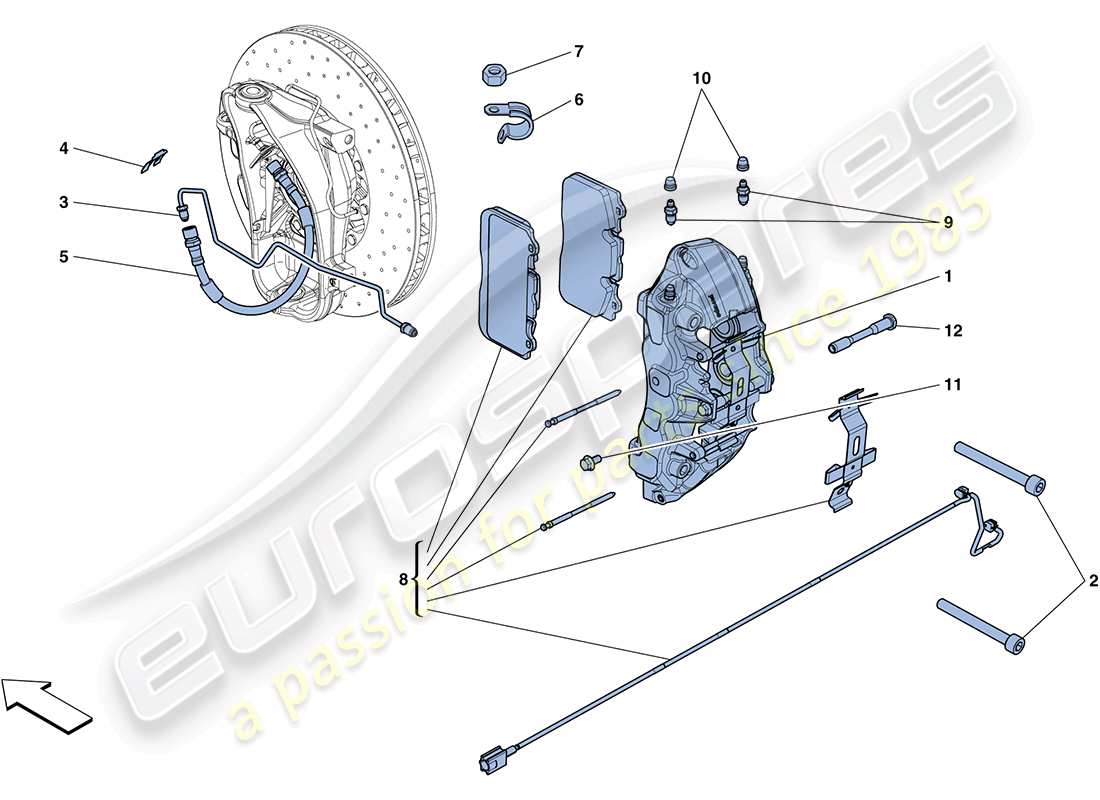 ferrari ff (europe) front brake callipers part diagram