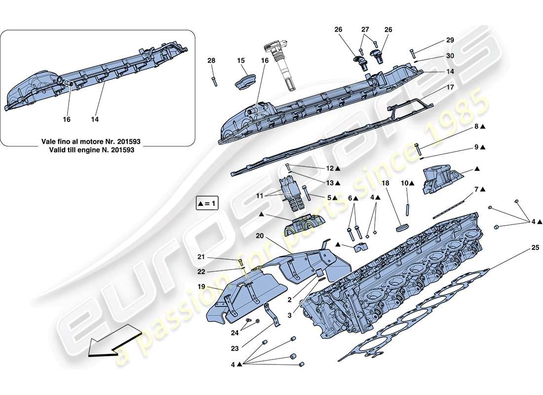 ferrari ff (europe) right hand cylinder head part diagram