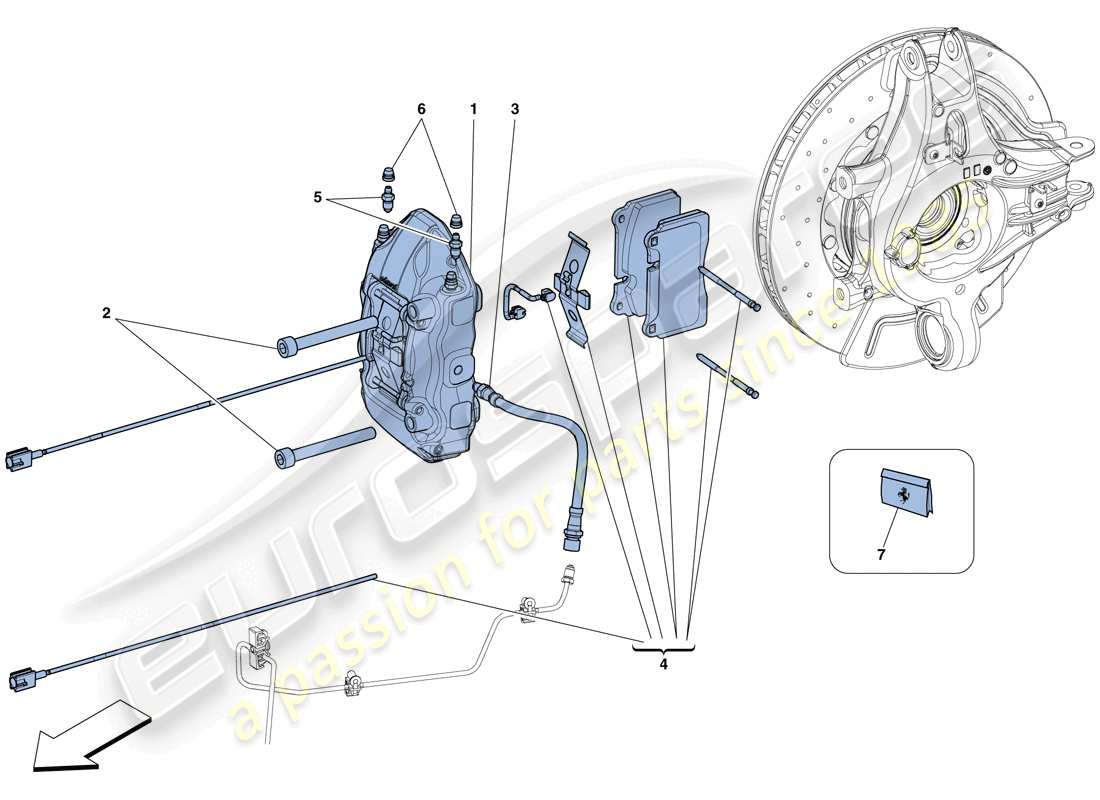 ferrari 458 spider (usa) rear brake callipers parts diagram