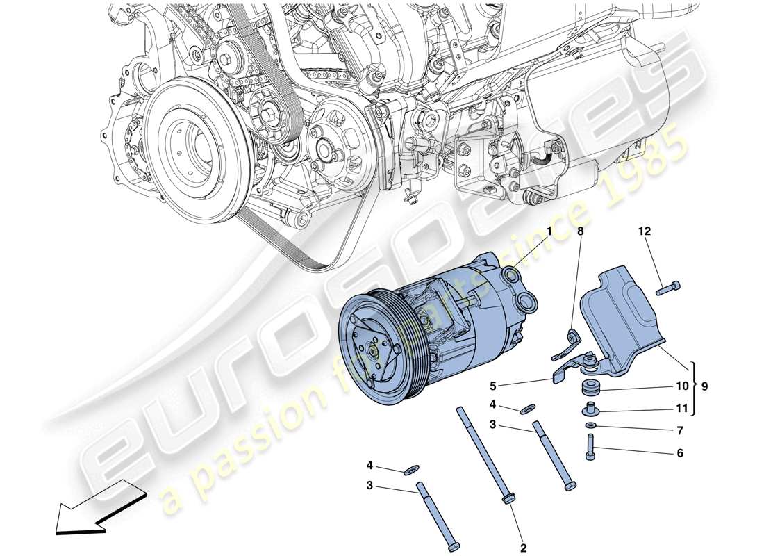 ferrari 458 spider (europe) ac system compressor part diagram