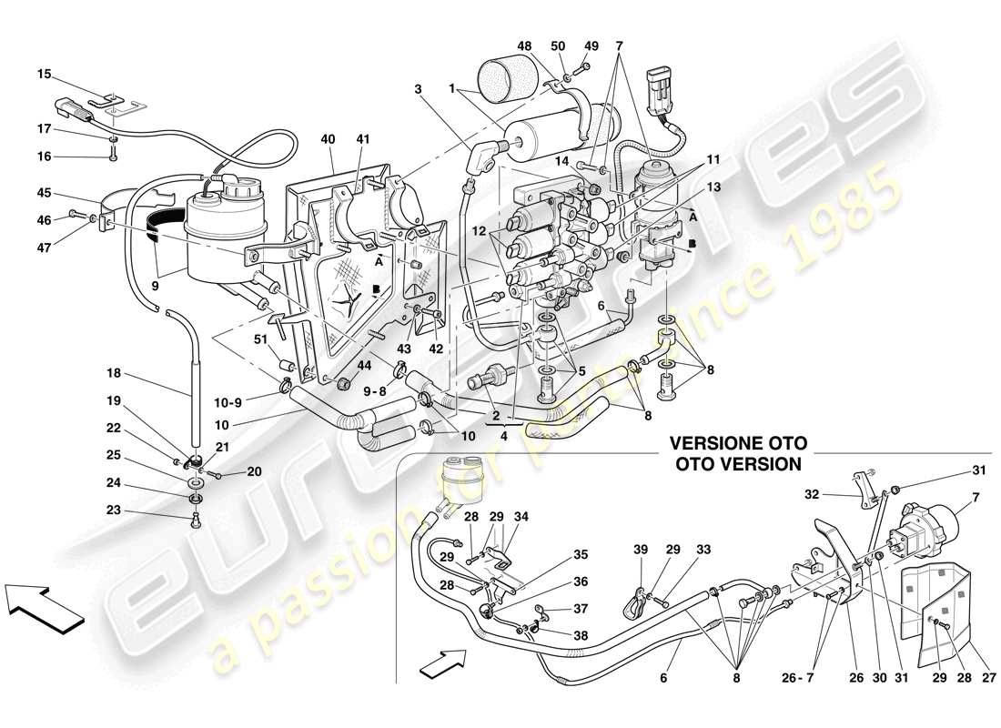 ferrari 612 sessanta (usa) power unit and tank parts diagram