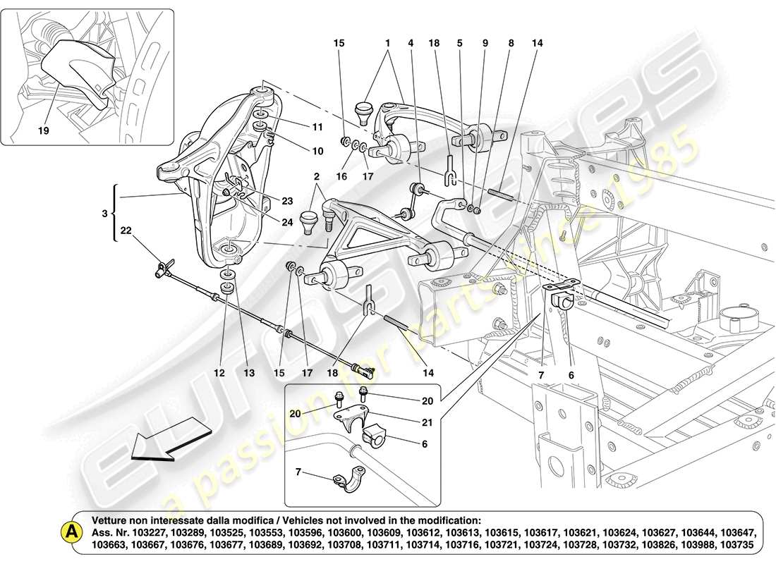 ferrari california (usa) front suspension parts diagram