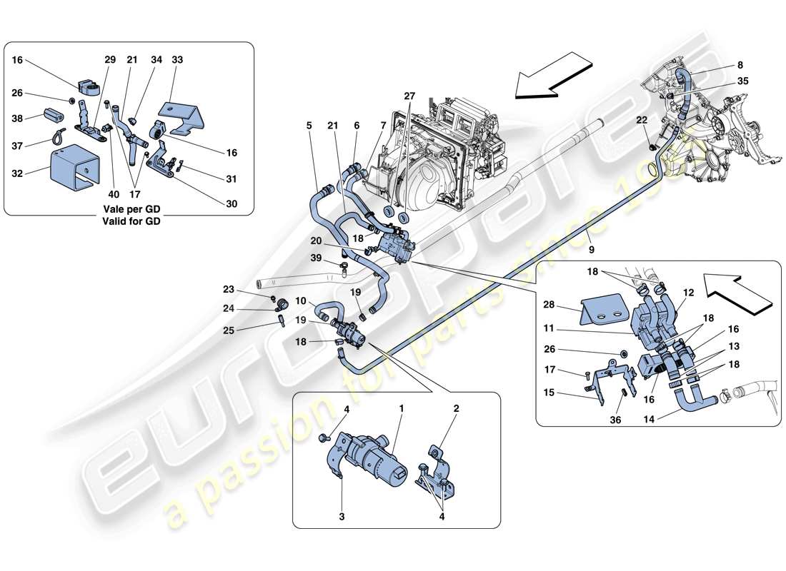 ferrari 458 spider (usa) ac system - water part diagram