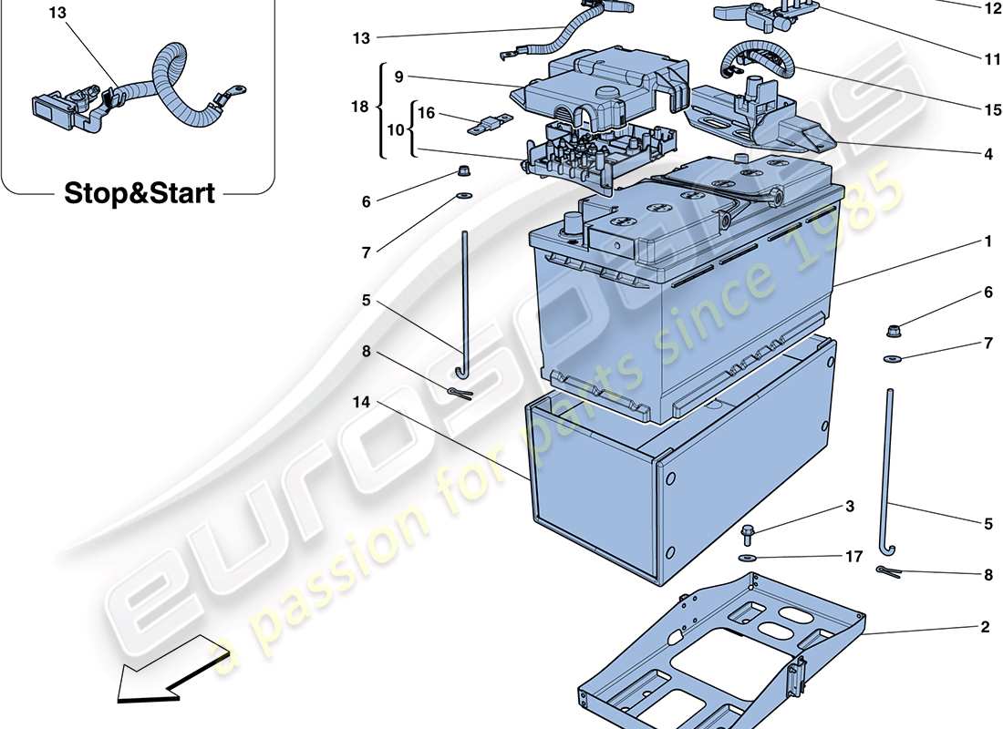 ferrari ff (rhd) battery parts diagram