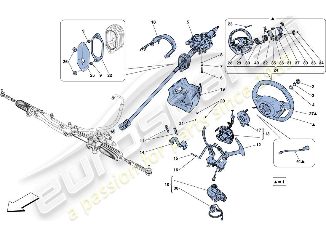 ferrari ff (rhd) steering control parts diagram