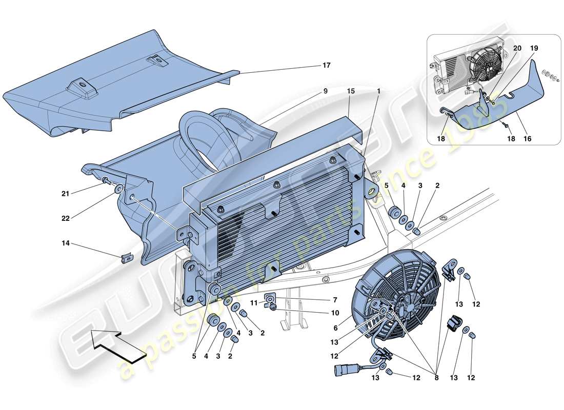 ferrari 458 spider (europe) gearbox oil cooling radiators parts diagram